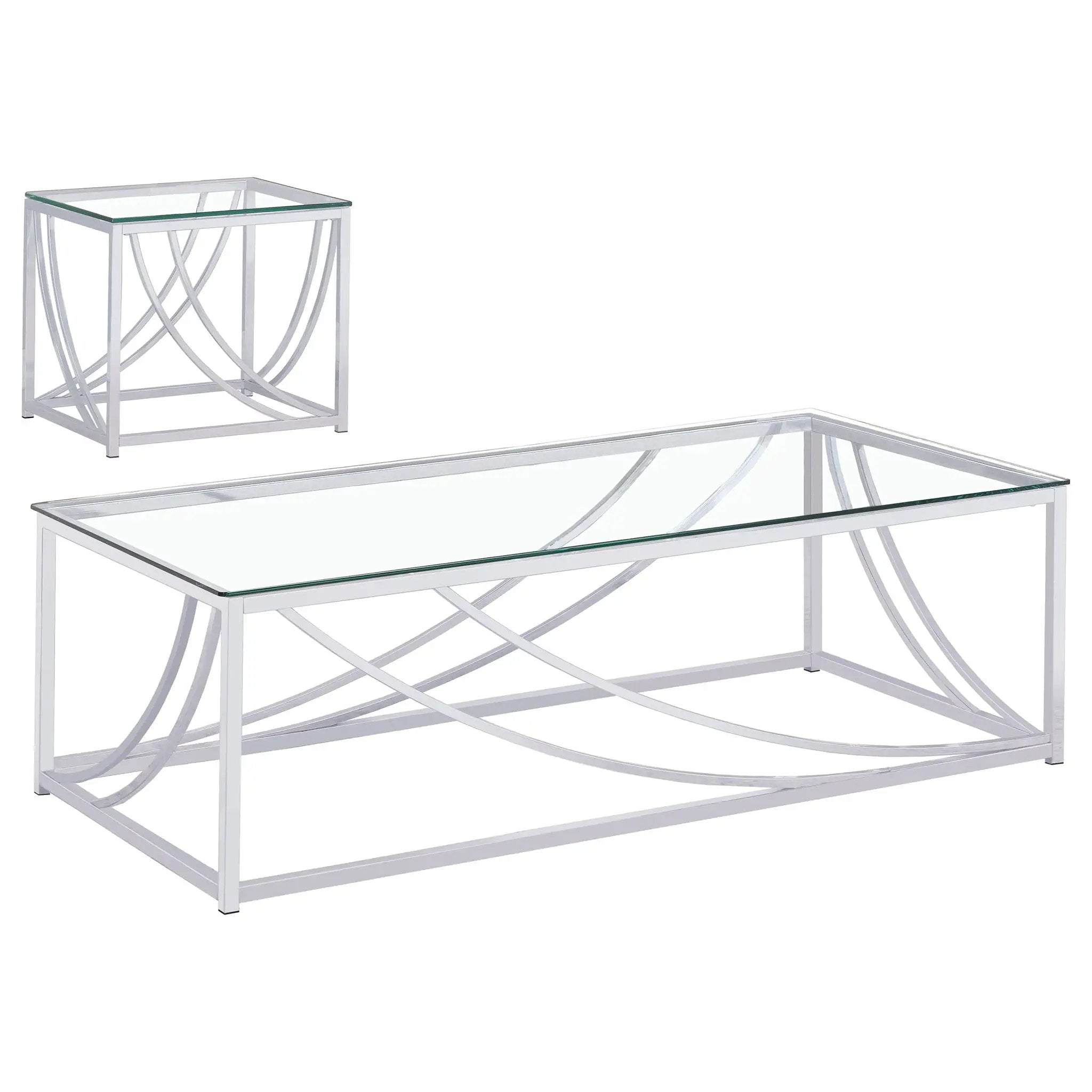 Lille 2-piece Glass Top Coffee And End Table Set Chrome by Unique Piece Furniture