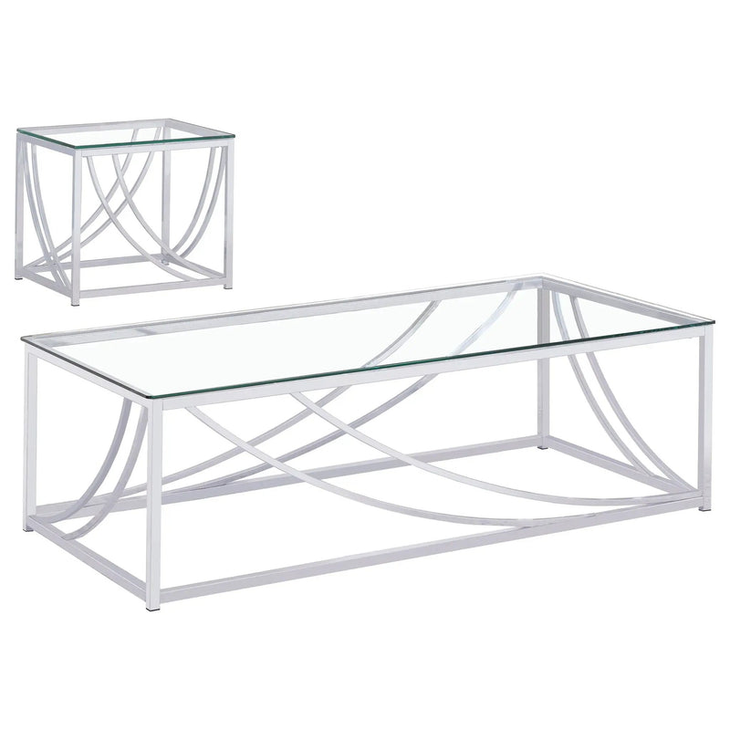 Lille 2-piece Glass Top Coffee And End Table Set Chrome by Unique Piece Furniture