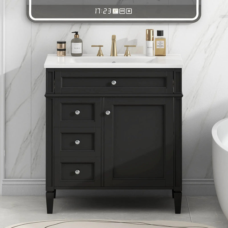 Bathroom Vanity With 2 Drawers And Tip-Out Drawer, Storage Cabinet by HouseOfZazla