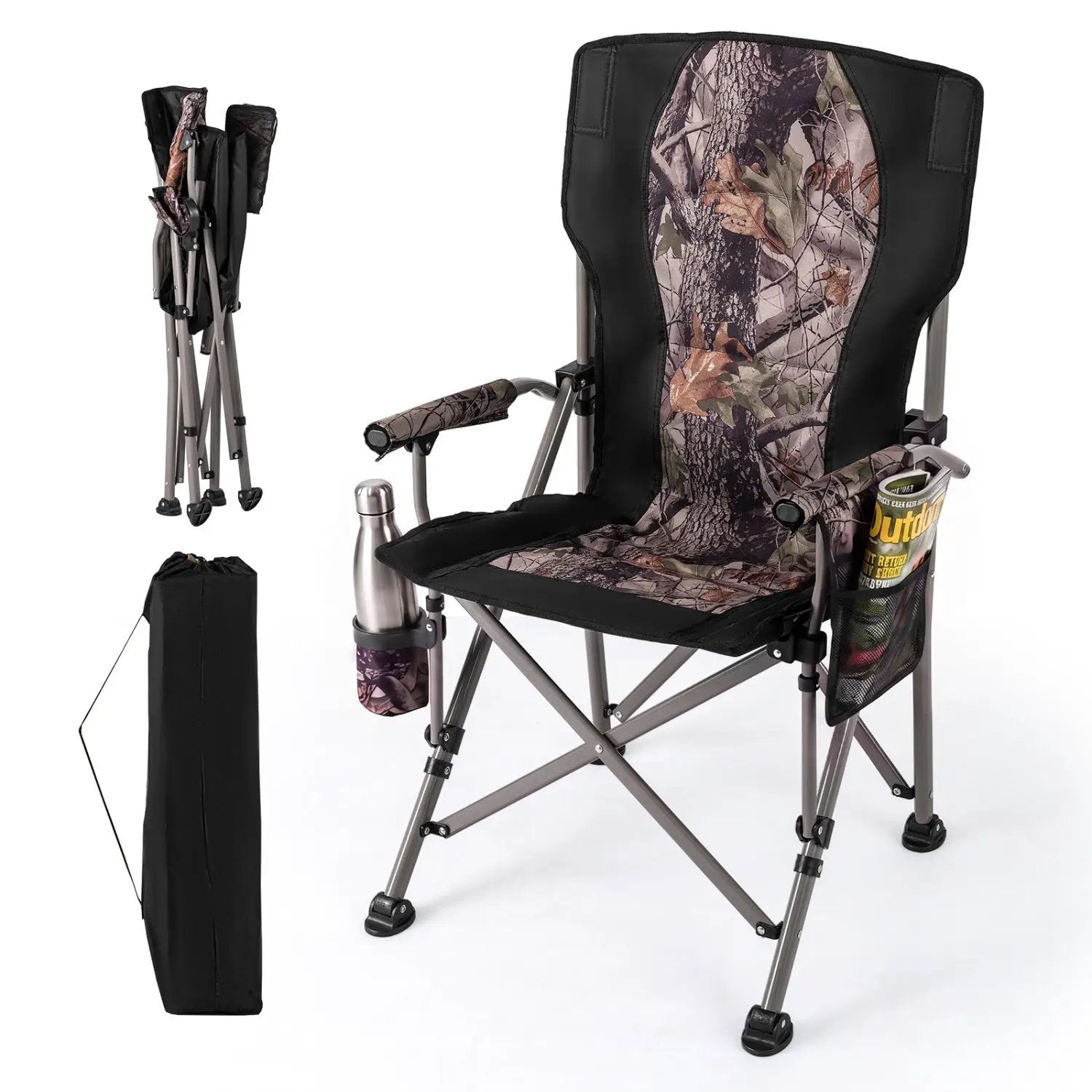 Portable Camping Chair with 400 LBS Metal Frame and Anti-Slip Feet by DirectDeals