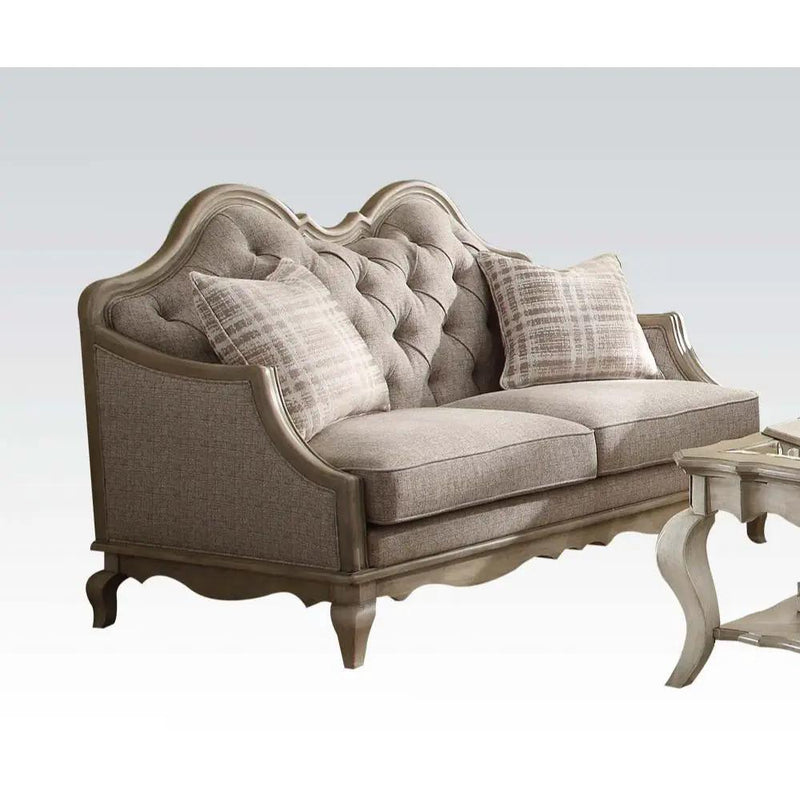 Chelmsford - Loveseat With 2 Pillows - Beige Fabric & Antique Taupe by Unique Piece Furniture