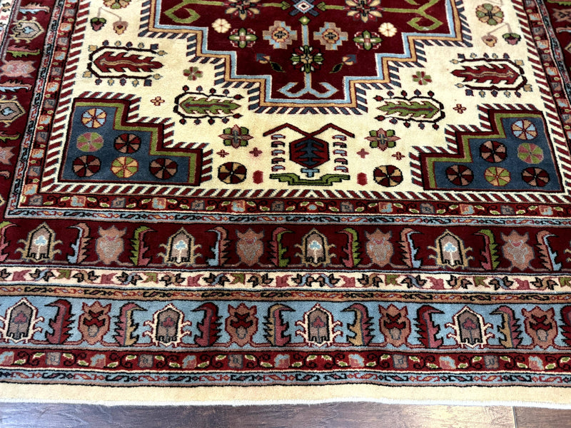Turkish Kazak Rug 6x9, Geometric Medallions by Jewel Rugs