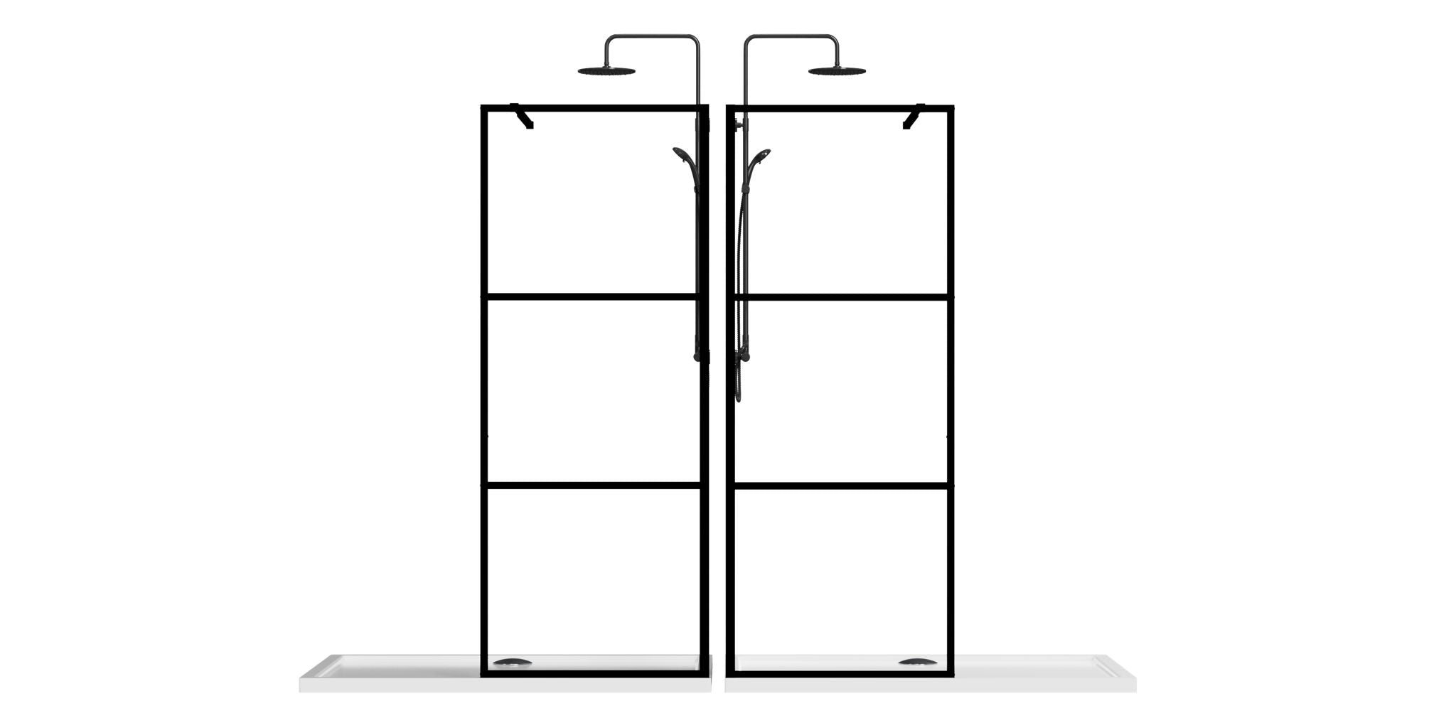 Shower Screen Door Walk In Wet Room, 3 Panel Style - Black by HouseOfZazla