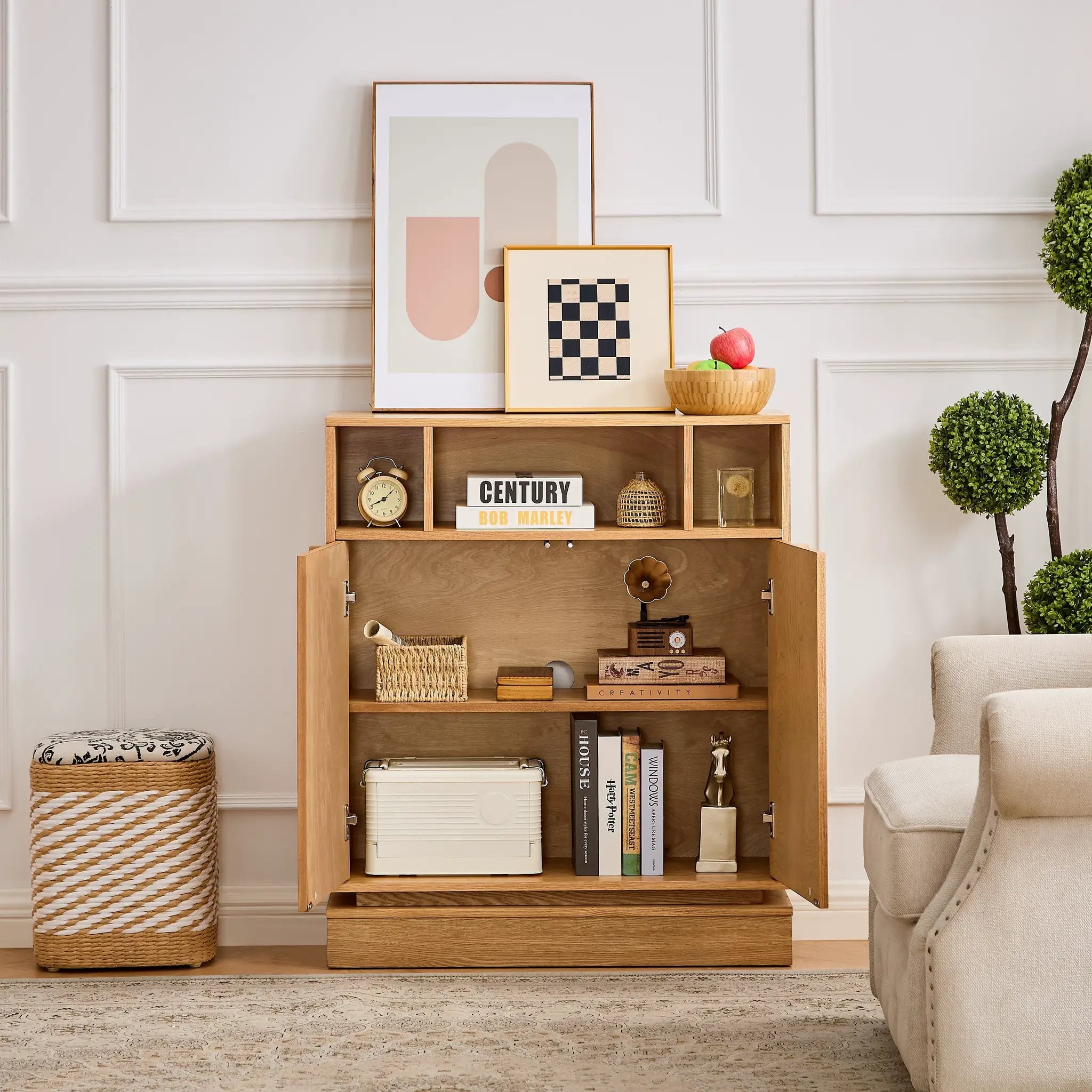 Farmhouse Fluted Sideboard Buffet Cabinet with Storage by HouseOfZazla