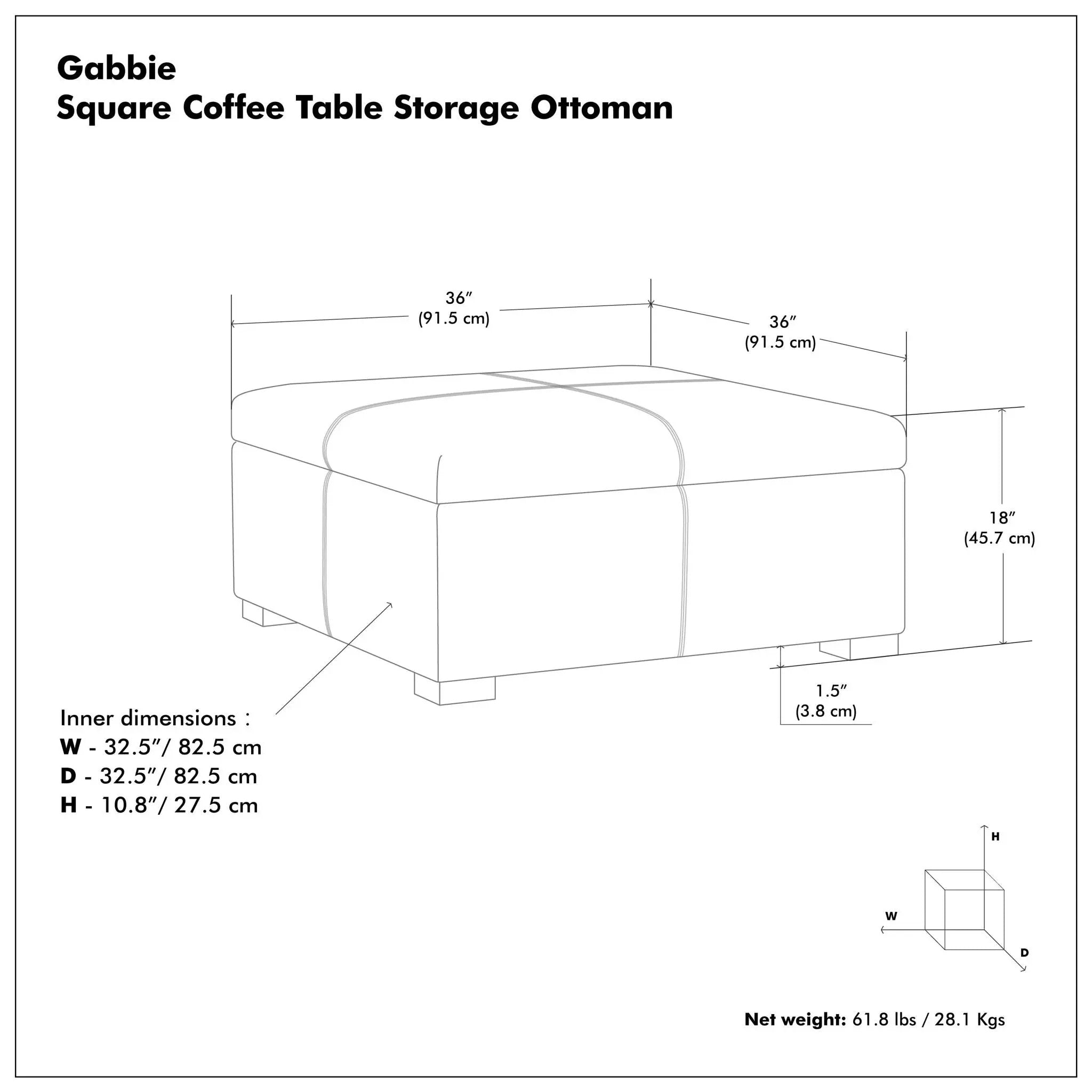 Gabbie - Coffee Table Upholstered Storage Ottoman by Unique Piece Furniture