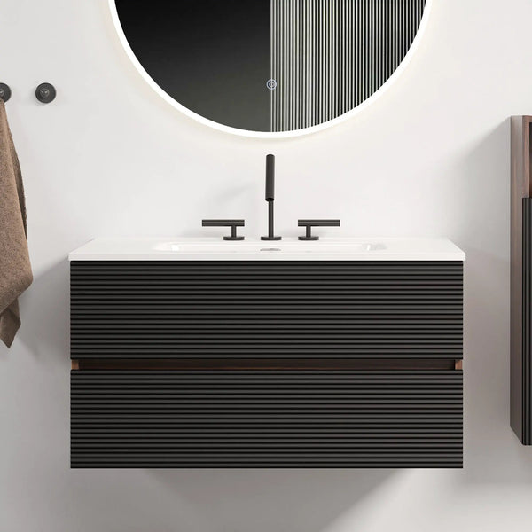 Gloria 36" Wall Mounted Soft Black Bathroom Vanity
