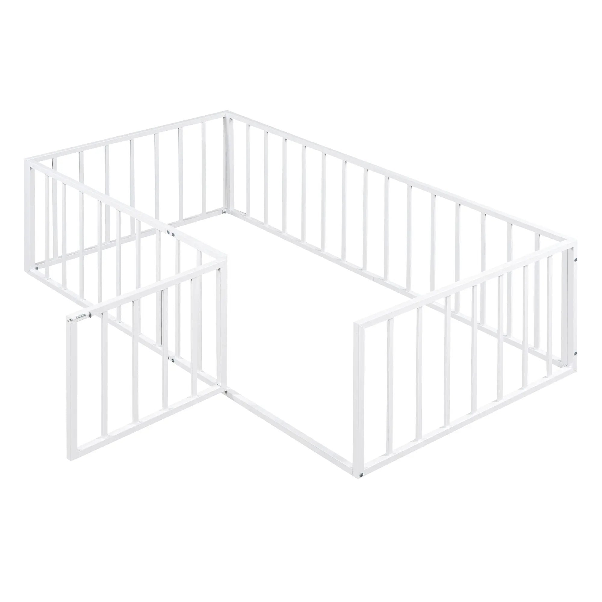 Metal Floor Bed Frame With Fence And Door by Unique Piece Furniture