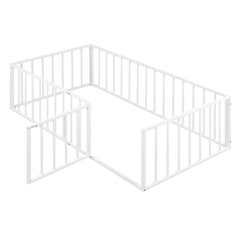 Metal Floor Bed Frame With Fence And Door by Unique Piece Furniture