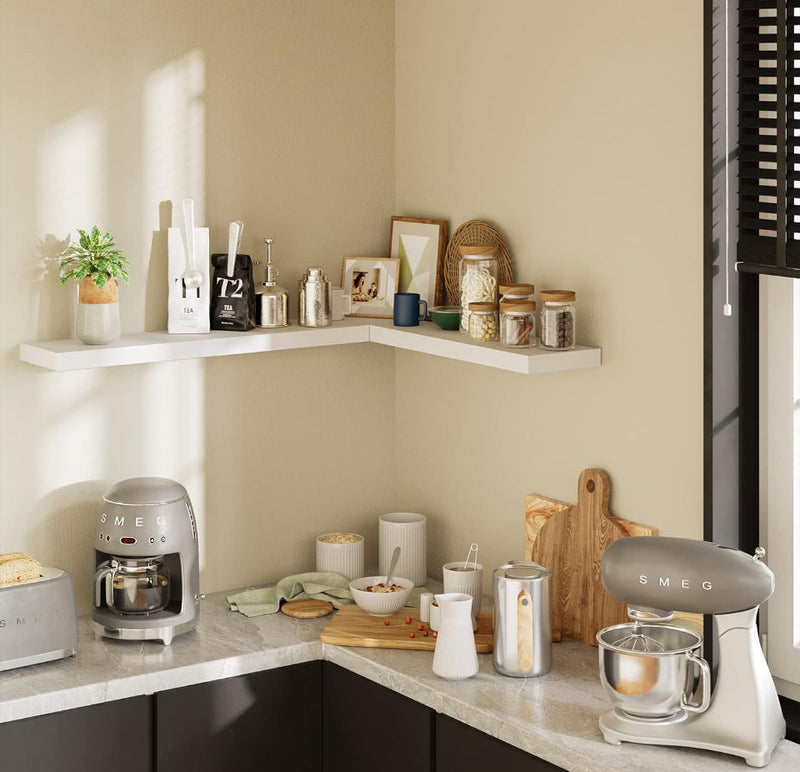 BAMEOS Floating Shelf,Wall Shelf, Decor Wall Mounted Shelves, Hanging Shelf Set for Bathroom Kitchen Living, Kitchen, Room Bedroom Storage White by Selzalot