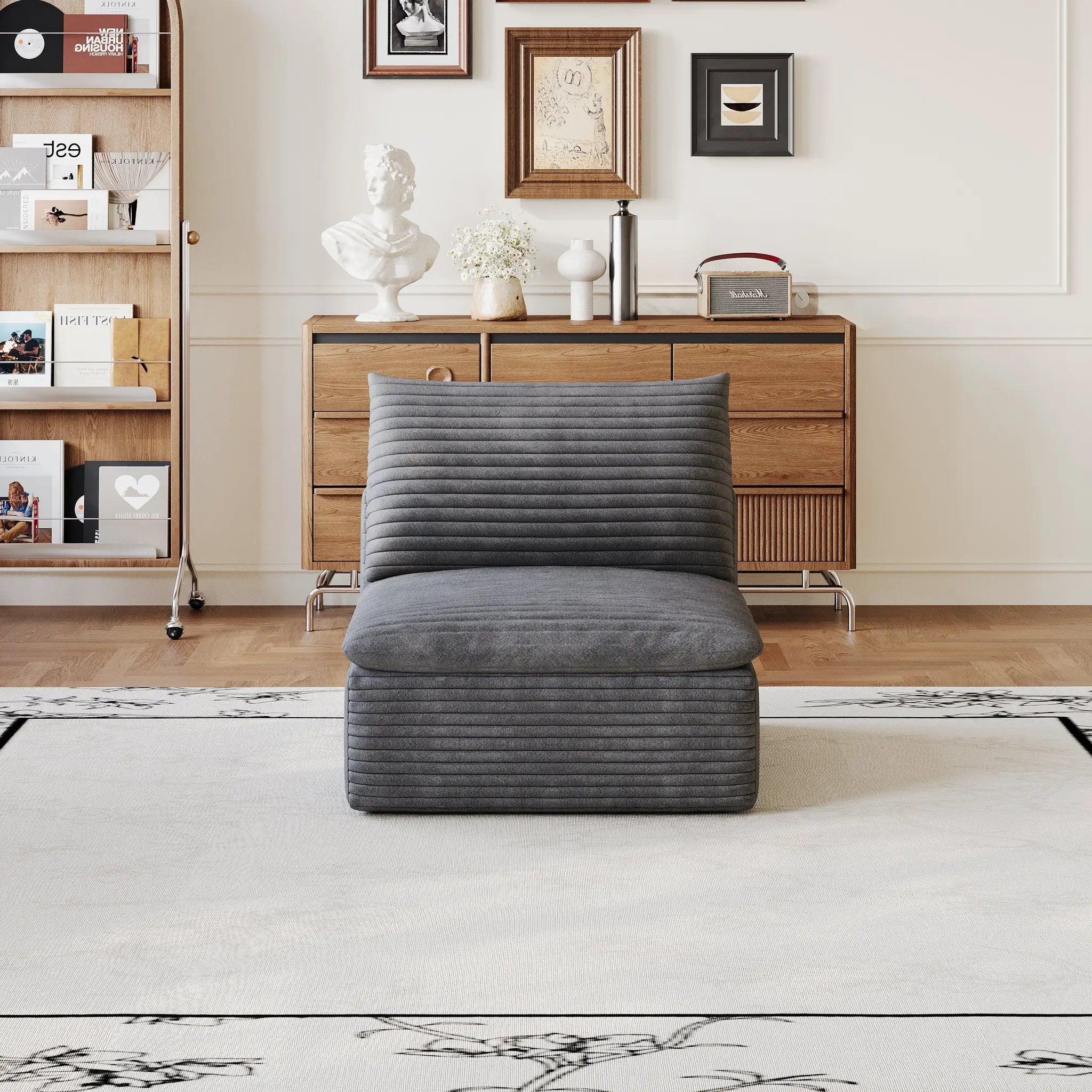 1 Middle Seat Sofa - Dark Fabric by HouseOfZazla