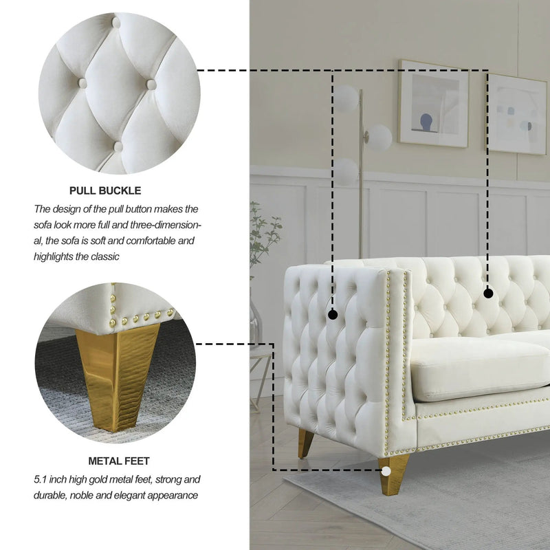 Modern Sofa With Button Tufting, Upholstered Couch For Living Room by HouseOfZazla