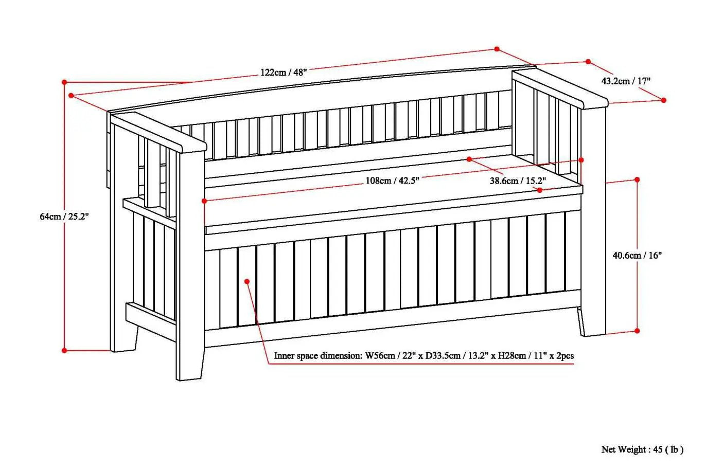 Acadian - Entryway Storage Bench, Handcrafted by HouseOfZazla