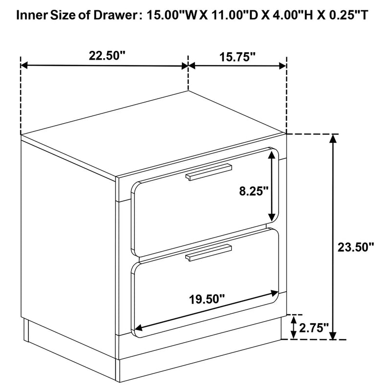 Sophia - 2 Drawer Nightstand by HouseOfZazla