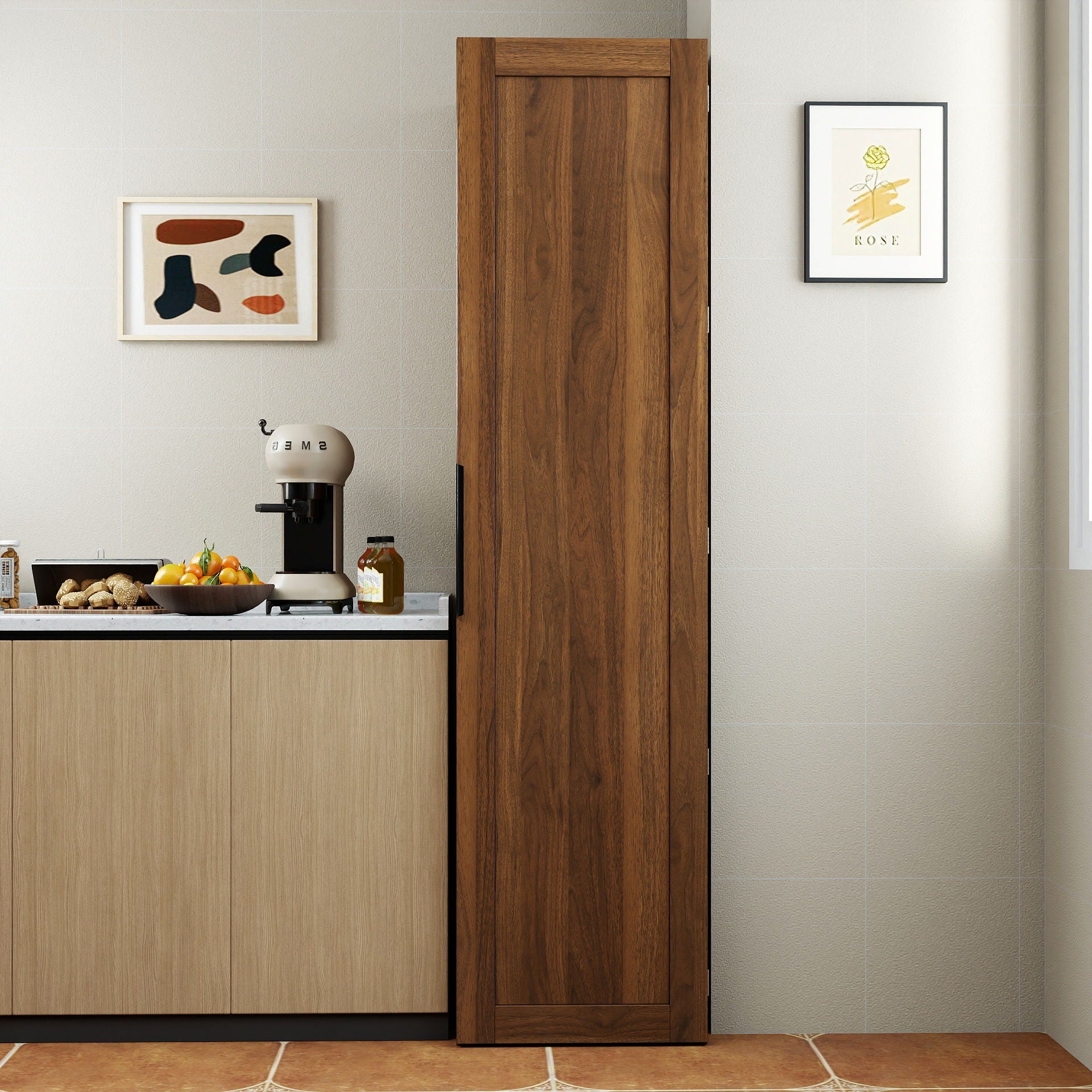 Freestanding Buffet Cupboards Sideboard With Doors & Shelves, Kitchen Pantry Storage Cabinet - Walnut by HouseOfZazla