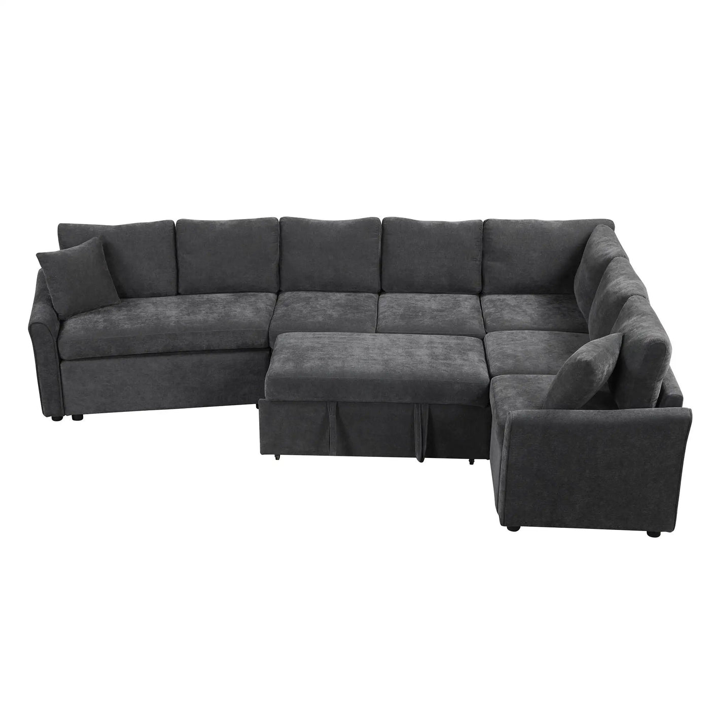 L-Shaped Sofa Convertible Sofa Bed Pull Out Sofa Sleeper With Two Back Pillows, Two USB Ports And Two Power Sockets For Living Room by HouseOfZazla