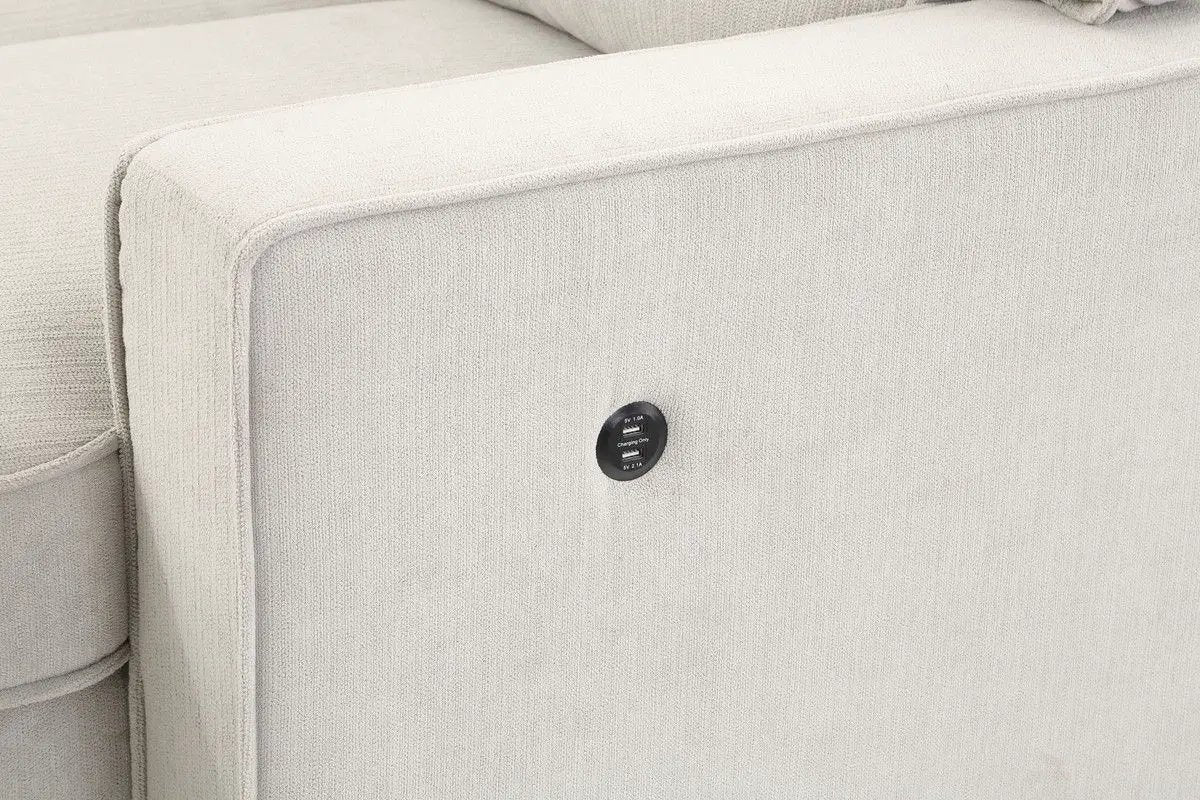 Estelle - Fabric Reversible Sleeper Sectional With Storage Chaise Drop-Down Table 2 Cup Holders And 2 USB Ports by Unique Piece Furniture