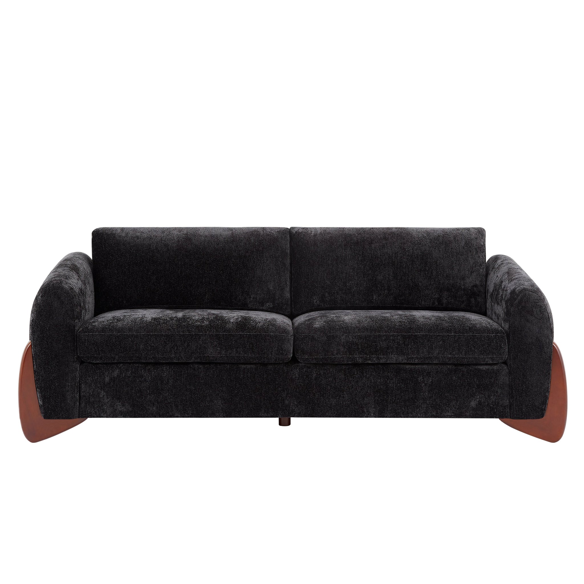 89"L Sofa with Chenille Fabric and Wooden Legs by HouseOfZazla