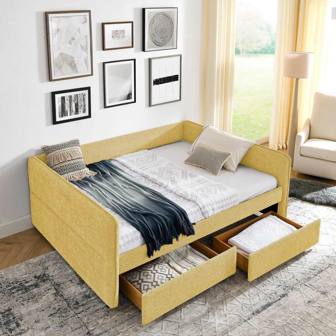 Upholstered Daybed & 2 Drawers by Unique Piece Furniture