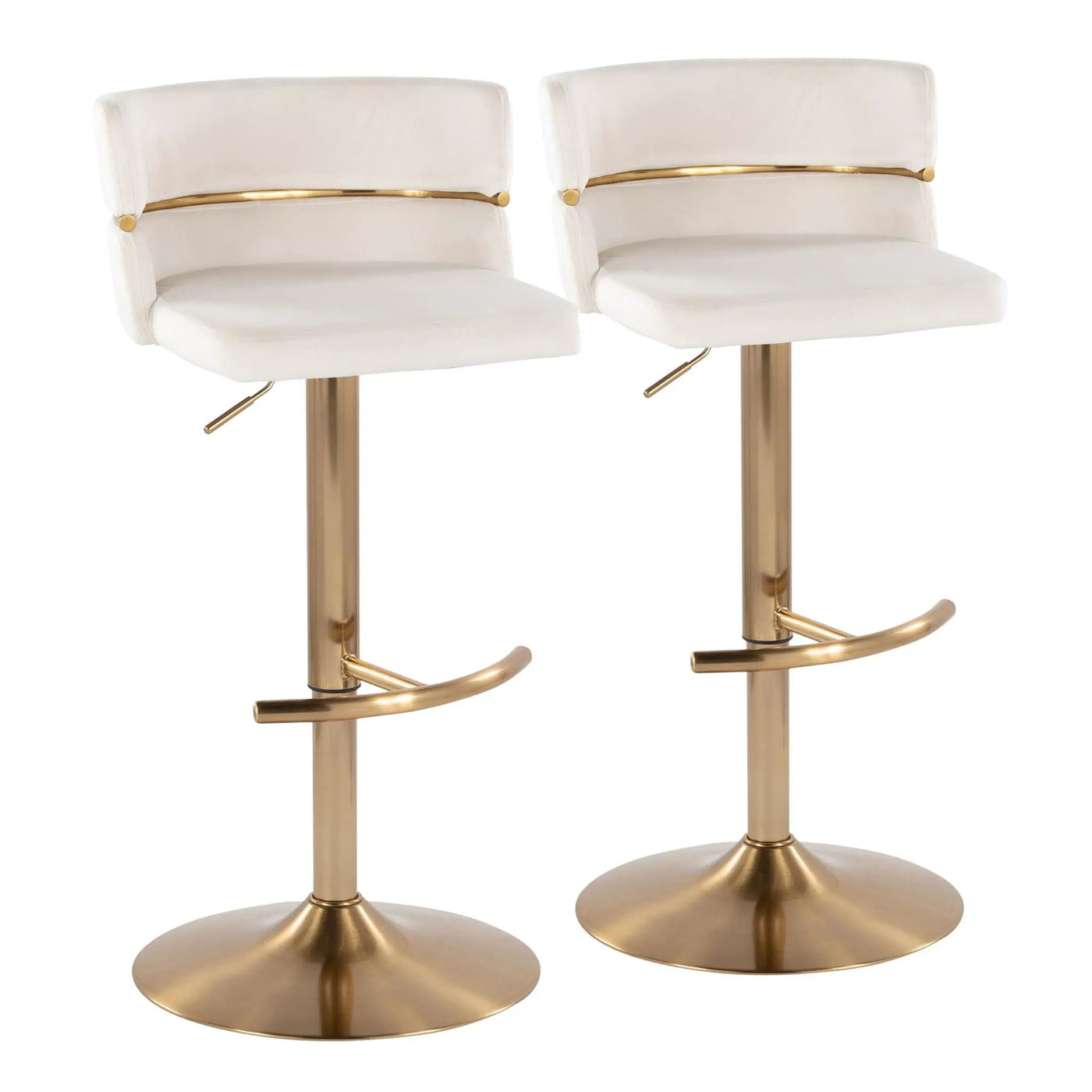 Cinch - Glam / Art Deco Adjustable Barstool With Swivel With Rounded T Footrest (Set of 2) by HouseOfZazla