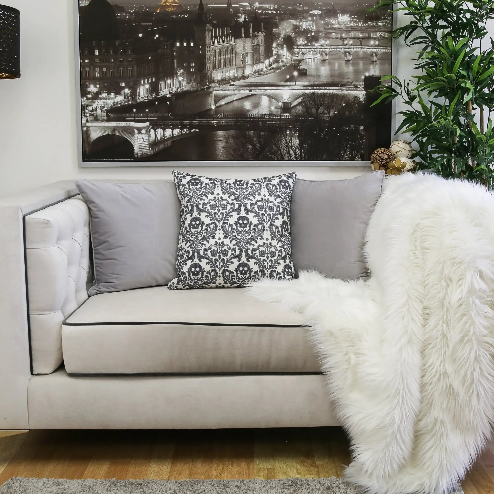 Baroque Skull Throw Pillow by HouseOfZazla
