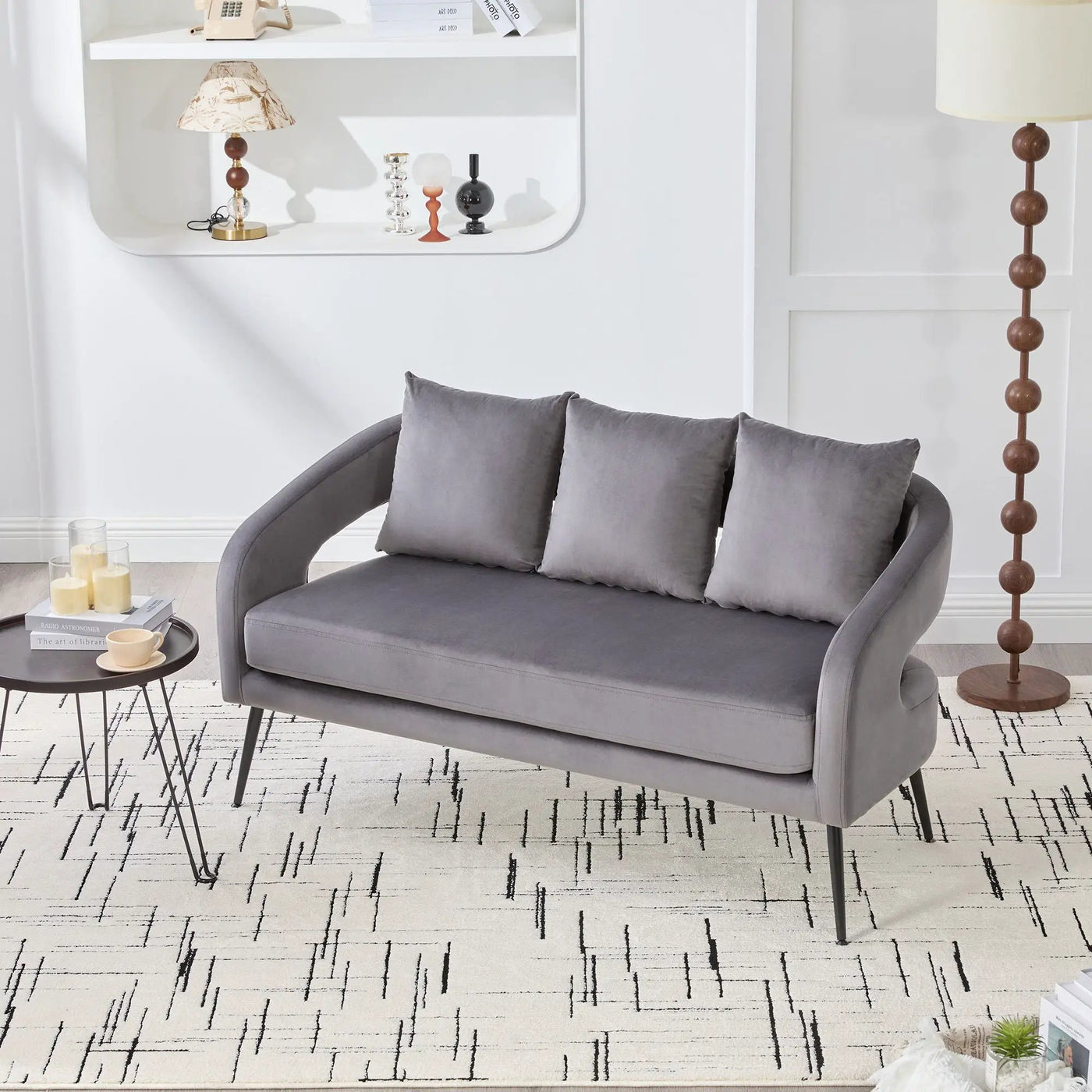 Open Back Loveseat Settee With 3 Pillows by HouseOfZazla