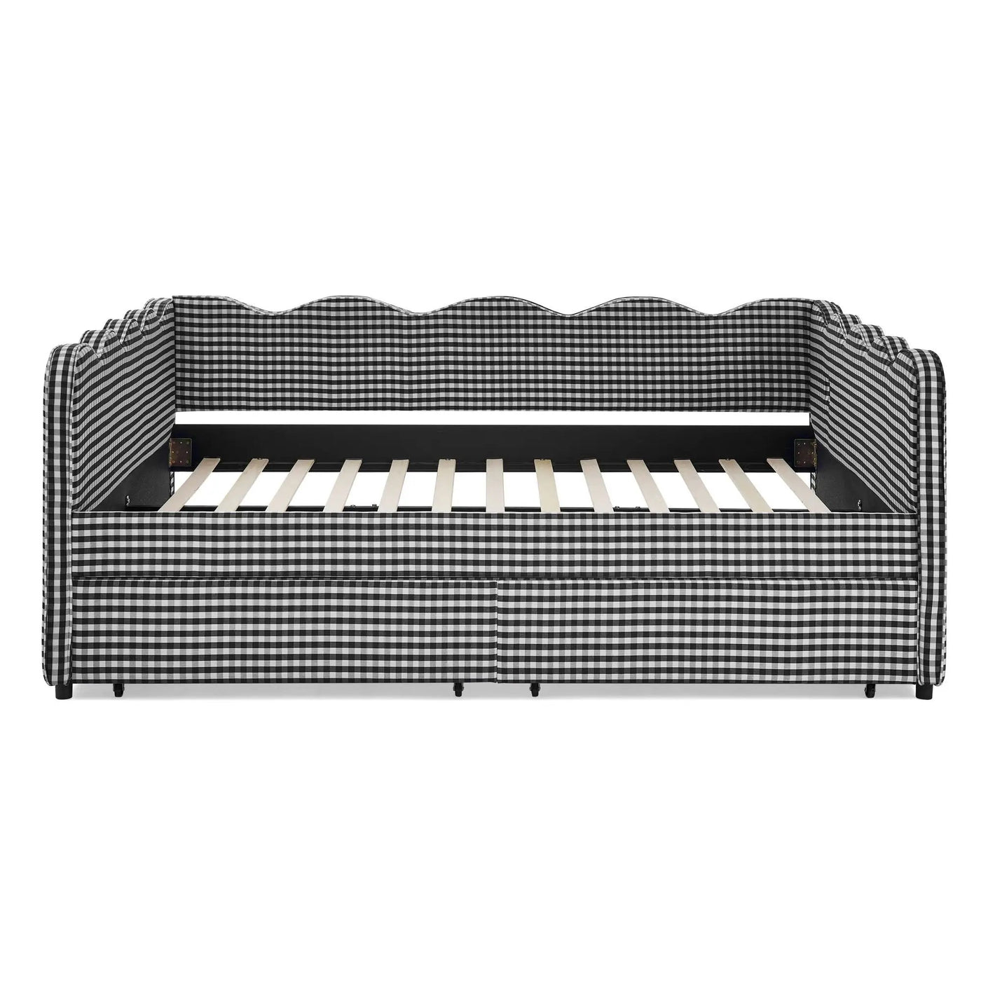 Gingham Daybed With USB Charging Port, Wave-Shaped Design by HouseOfZazla