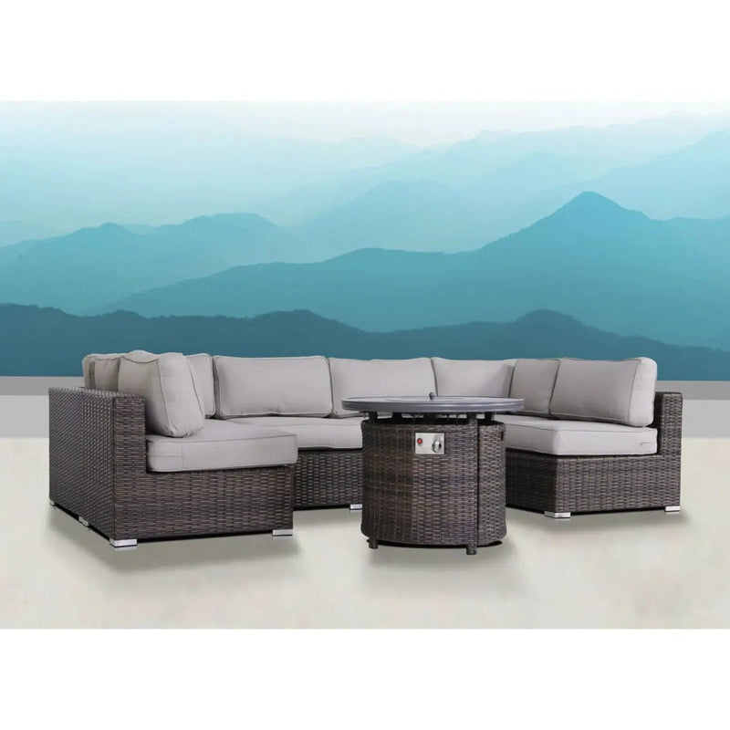 Wicker Outdoor Lounge Set With Cushions And Fire Pit by Unique Piece Furniture