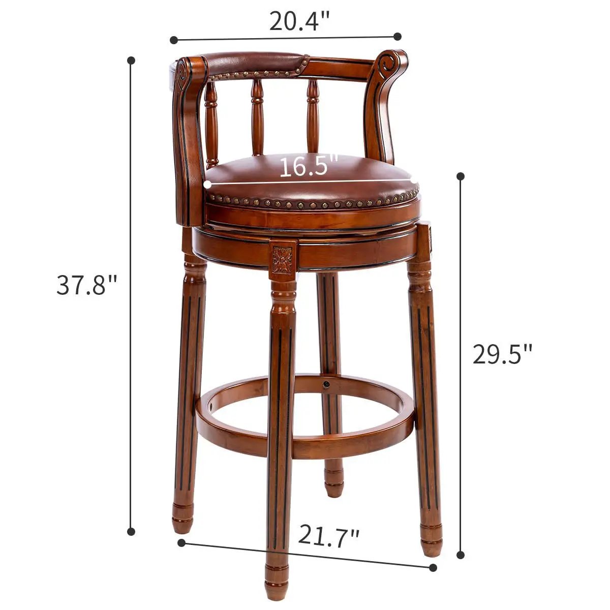 Swivel Cow Top Wooden Bar Stool, 360 Degree Swivel Bar Height Chair With Backs For Home Kitchen Counter by Unique Piece Furniture