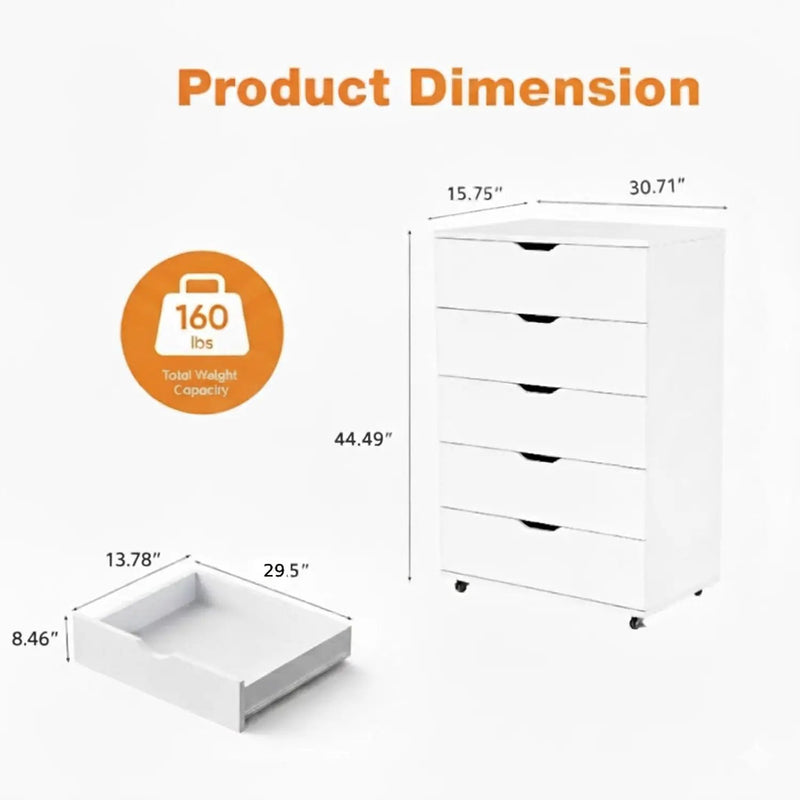 Modern 5 Drawer Dresser With Wheels by Unique Piece Furniture