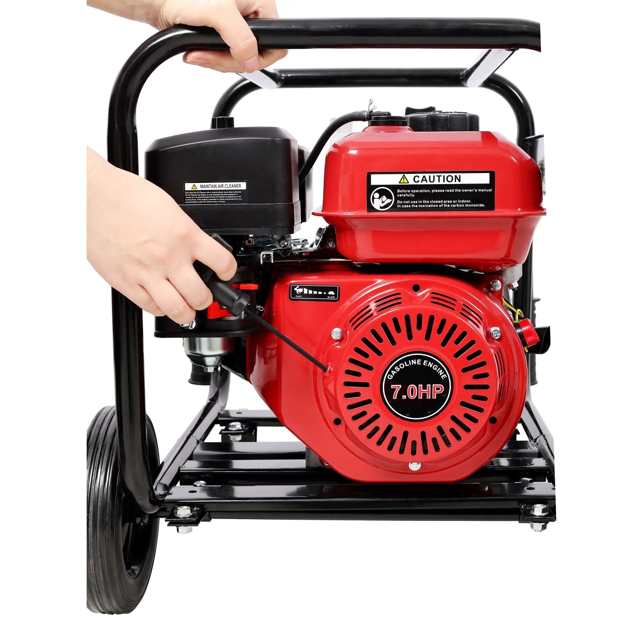 Gas Engine Powered Water Pump 3" Inlet & Outlet 7Hp 212Cc Epa Certified With Wheels And Handle - Black / Red by HouseOfZazla
