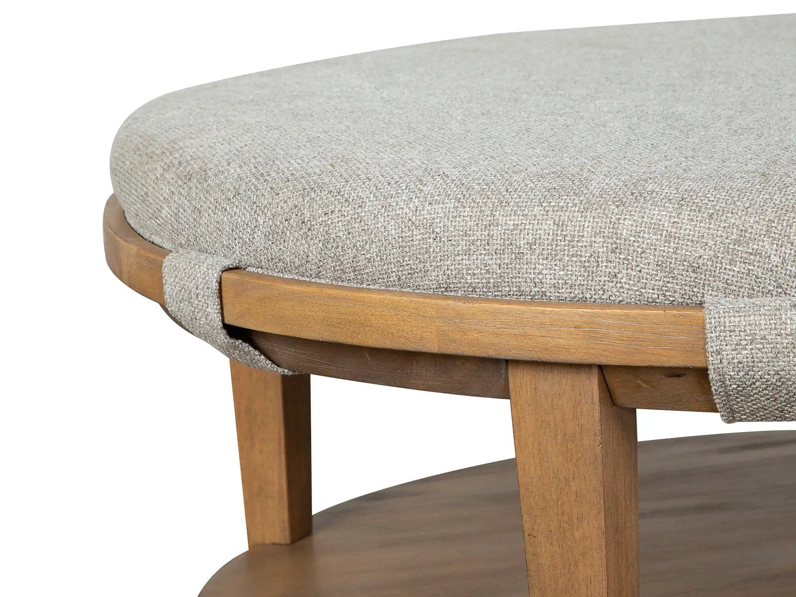 Lindon - Round Cocktail Table With Gray Upholstered Top & Casters - Belgian Wheat by Unique Piece Furniture