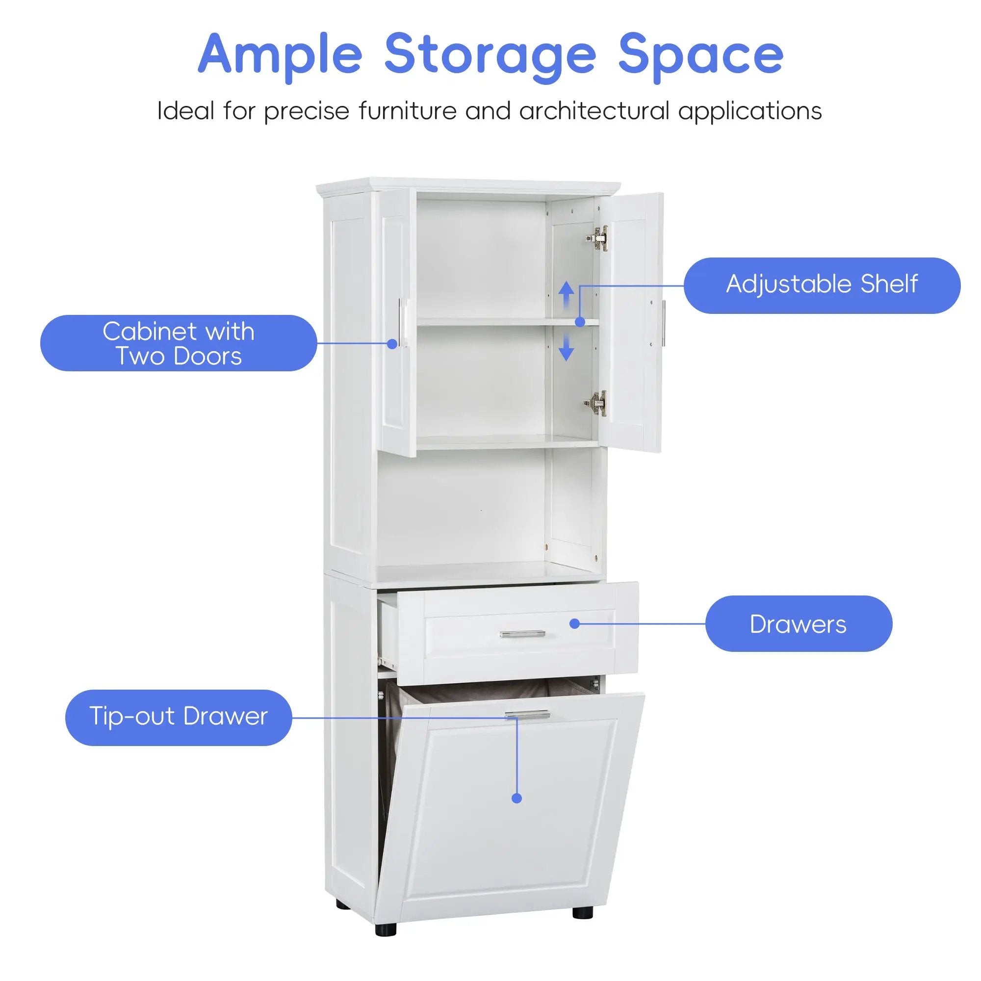 Tall Bathroom Cabinet with Laundry Basket by HouseOfZazla