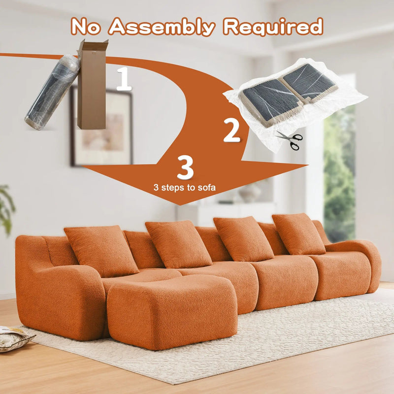 L-Shaped 4-Seat Boneless Sofa by HouseOfZazla