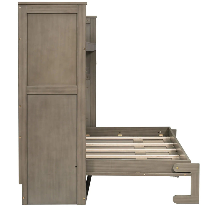 Murphy Bed With Desk, LED Light And USB Charging Station by HouseOfZazla