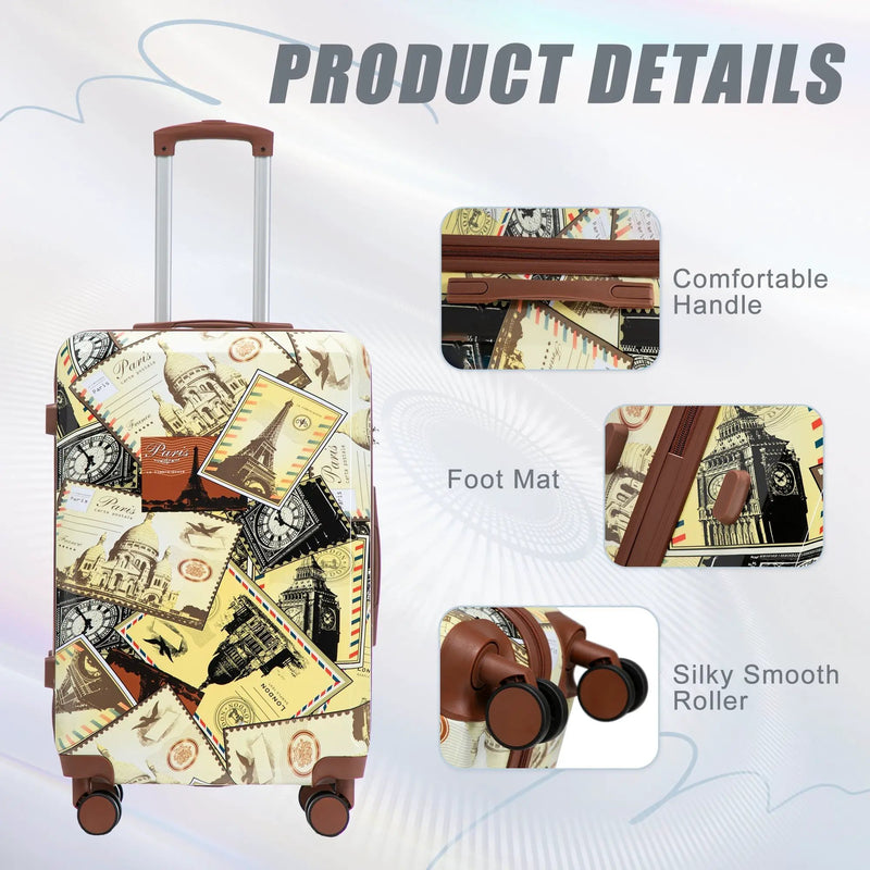 3-Piece PC Spinner Wheel Luggage Set with Printed Pattern by HouseOfZazla