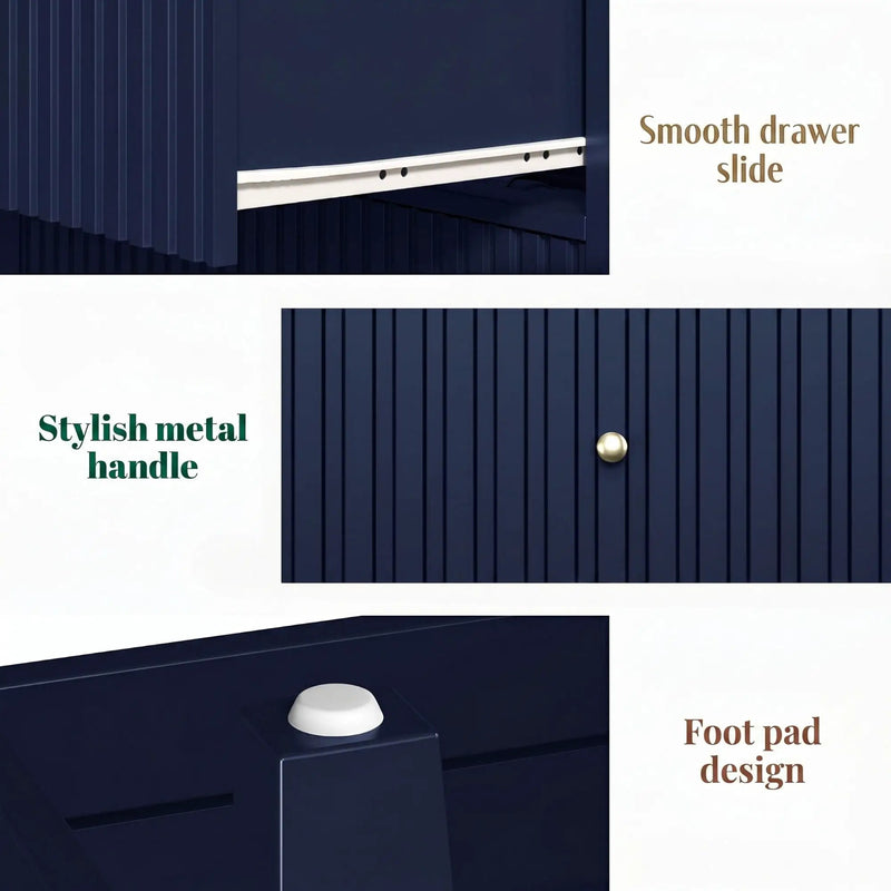 Fluted 3 Drawer Nightstand With Soft Close Slides by HouseOfZazla