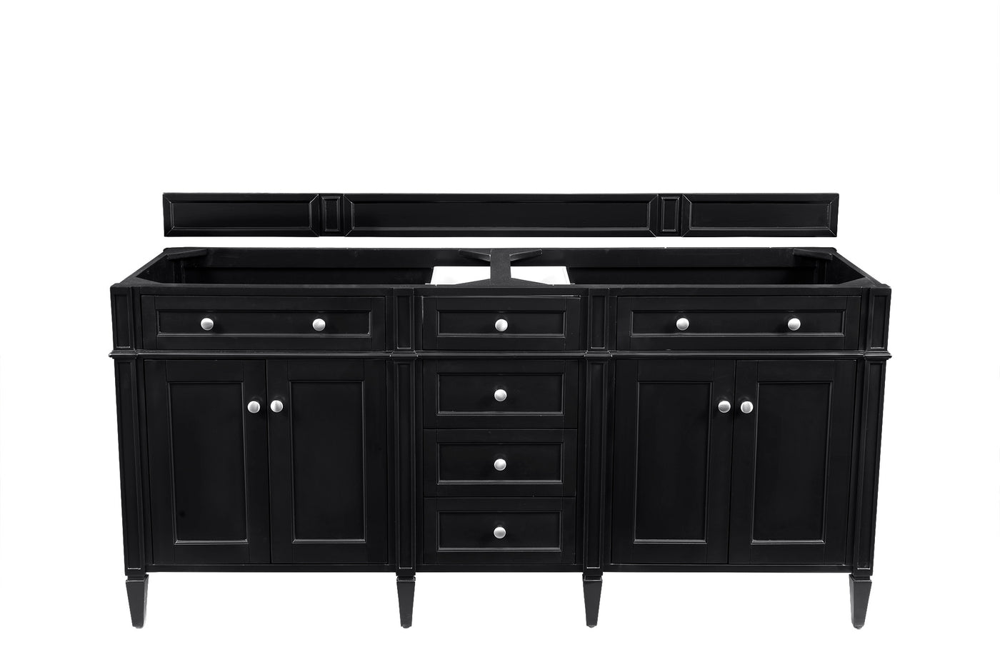 James Martin Brittany 72" Double Bathroom Vanity, Black Onyx, cabinet without a countertop