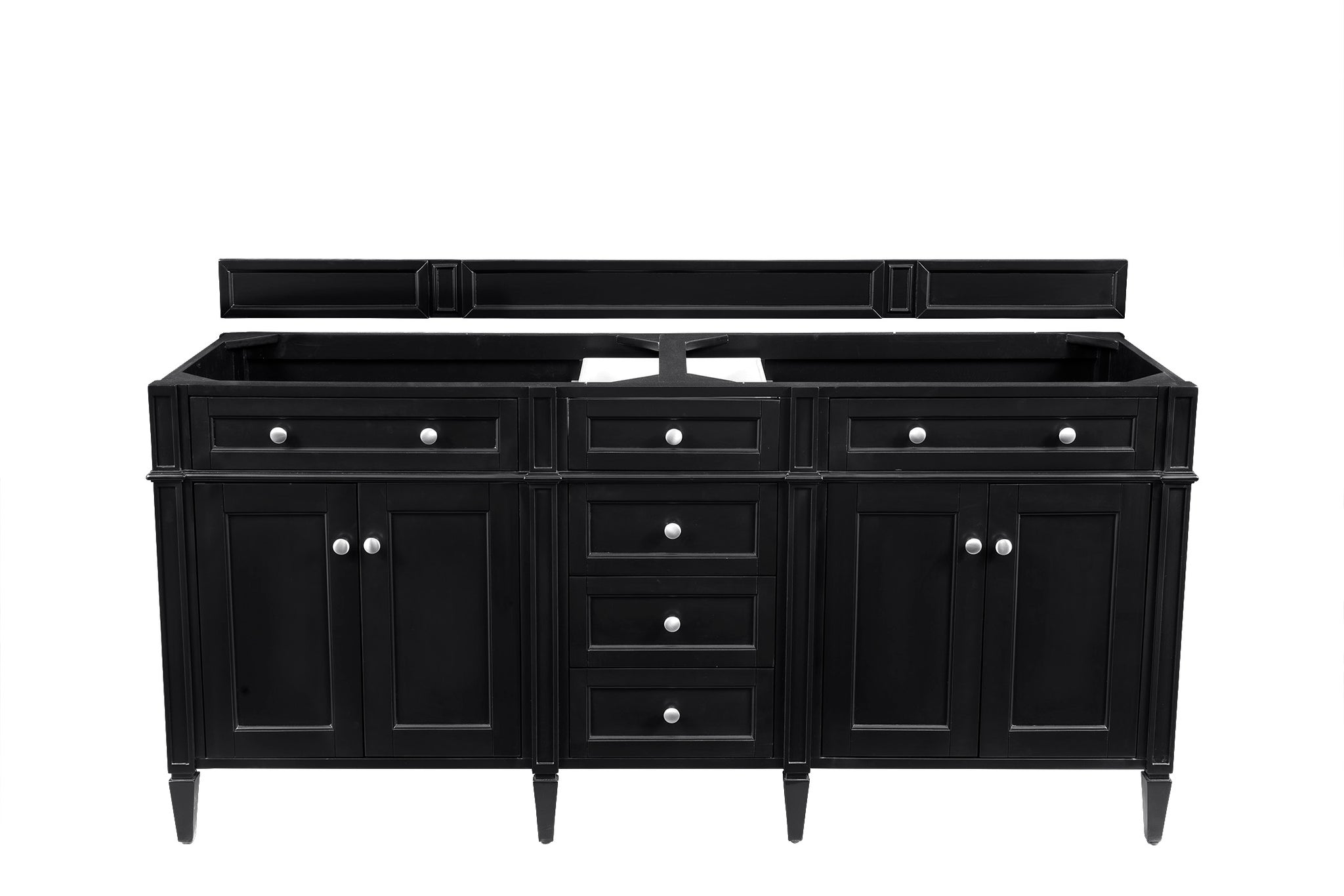 James Martin Brittany 72" Double Bathroom Vanity, Black Onyx, cabinet without a countertop