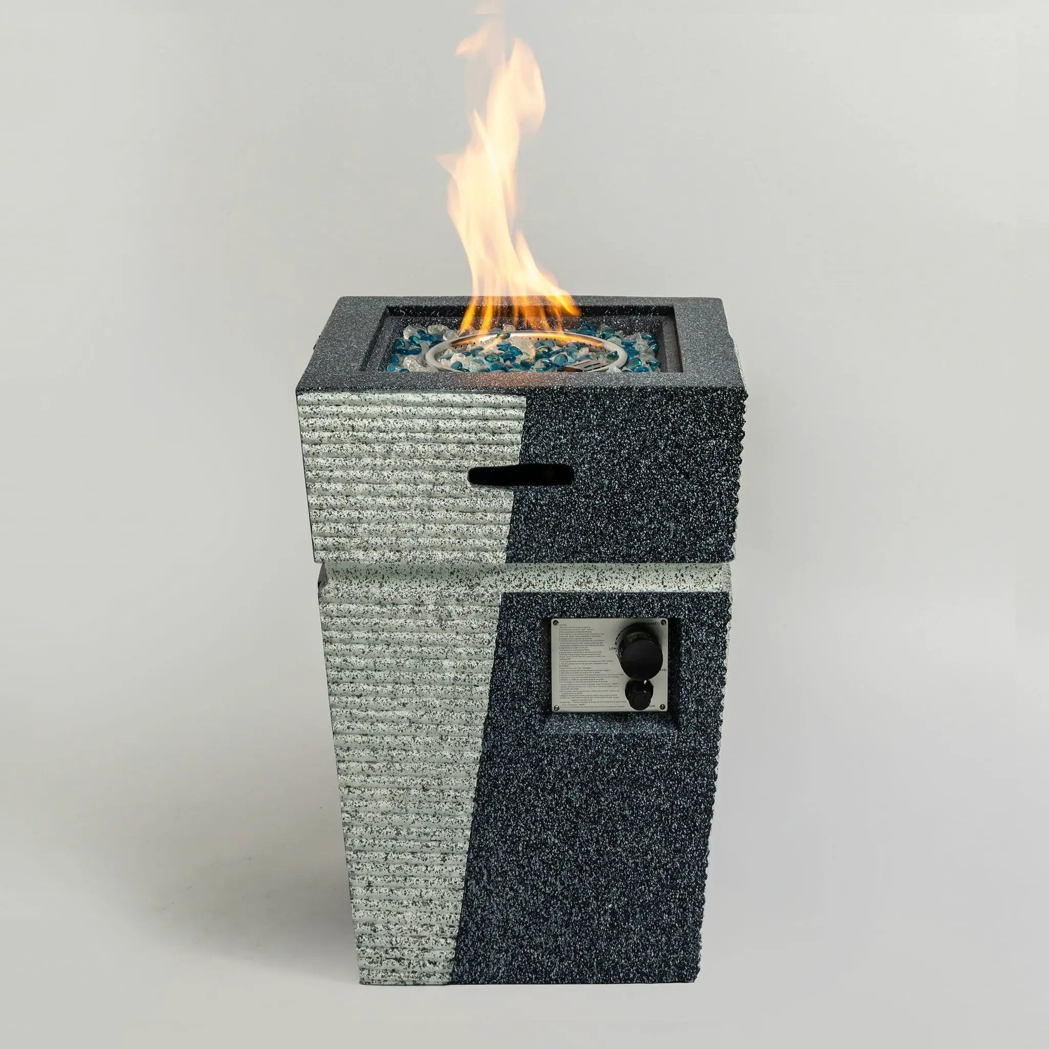 Propane, Gas 50000 Btu Square Fire Pit Table For Outside - Light Gray Blue by HouseOfZazla