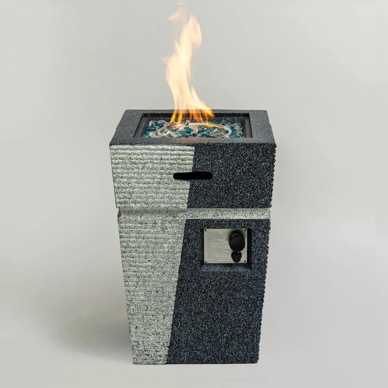 Propane, Gas 50000 Btu Square Fire Pit Table For Outside - Light Gray Blue by HouseOfZazla