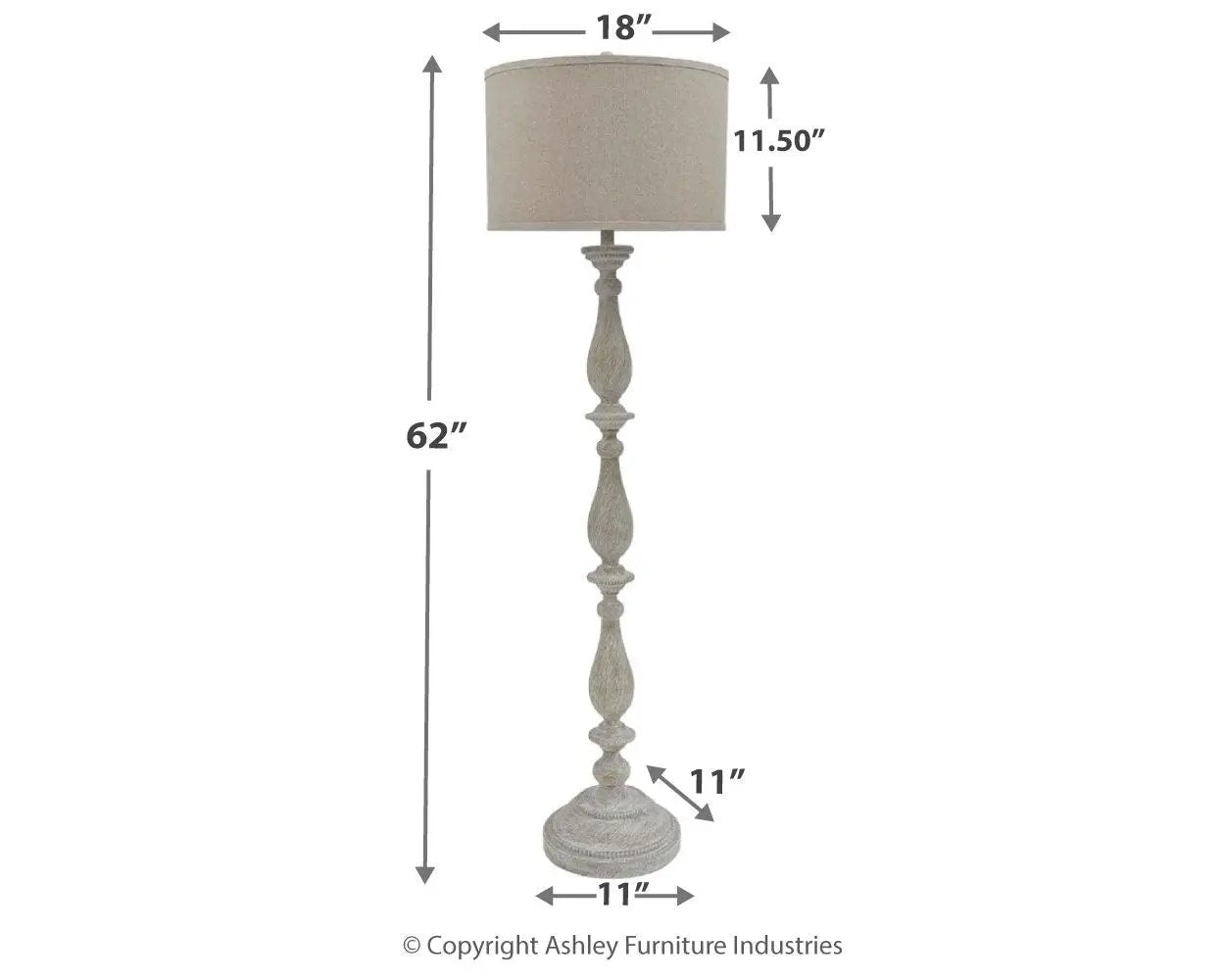 Bernadate - Poly Floor Lamp - Whitewash by Unique Piece Furniture