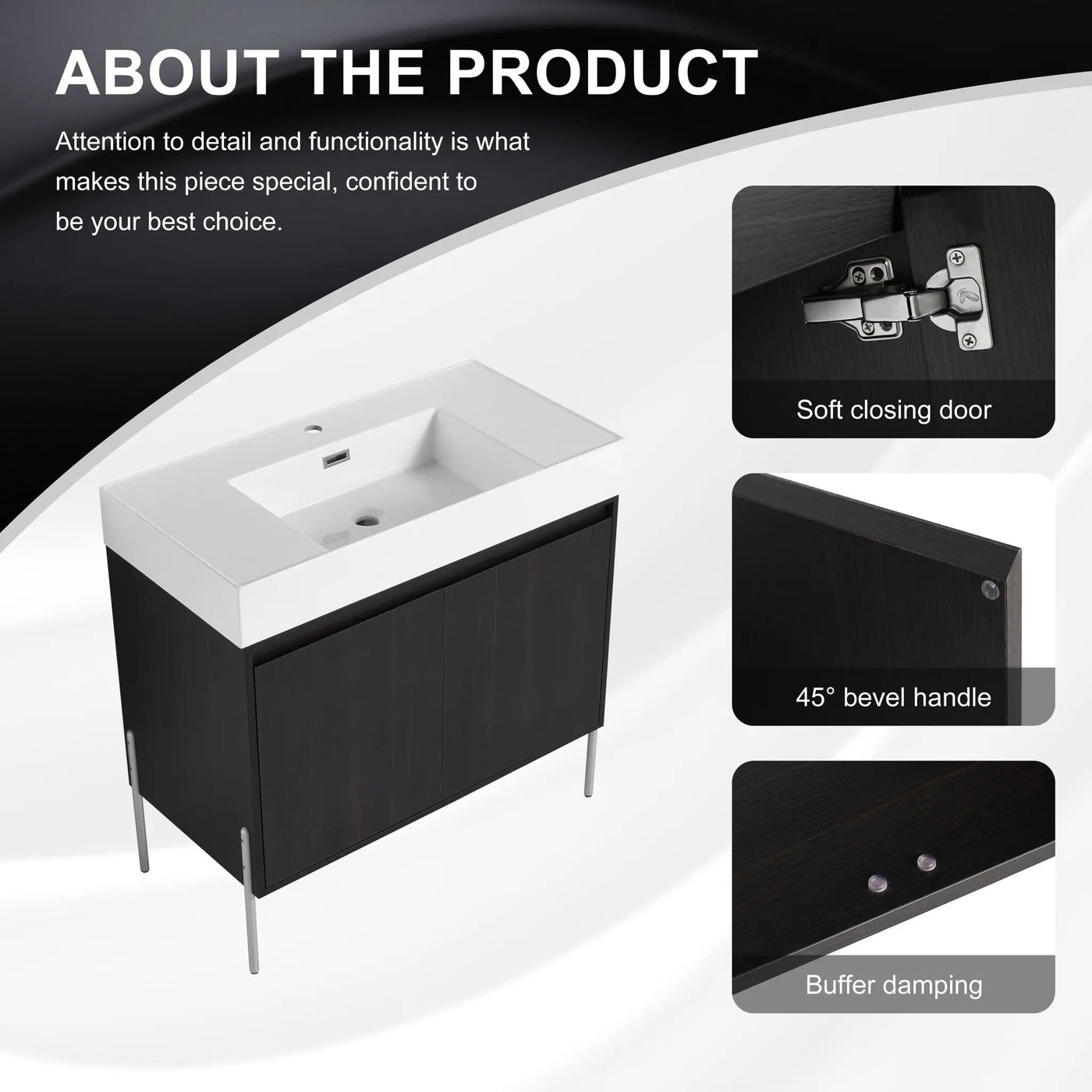 Freestanding Bathroom Vanity With Resin Sink And Storage Cabinet by HouseOfZazla