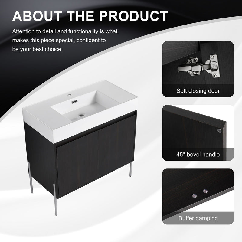 Freestanding Bathroom Vanity With Resin Sink And Storage Cabinet by HouseOfZazla