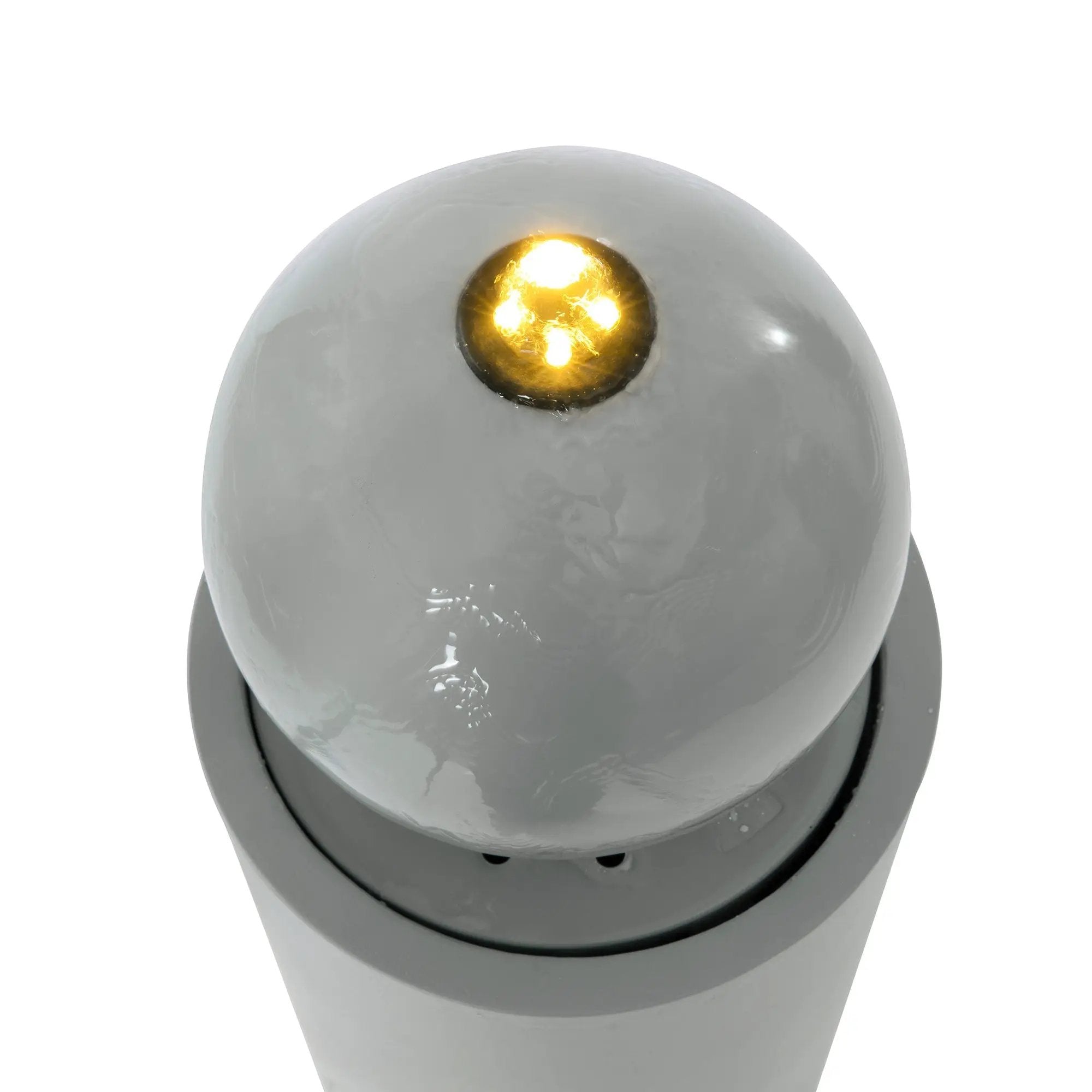 34.25'H Light Gray Metal Cutout Outdoor Water Fountain with LED Lights by HouseOfZazla
