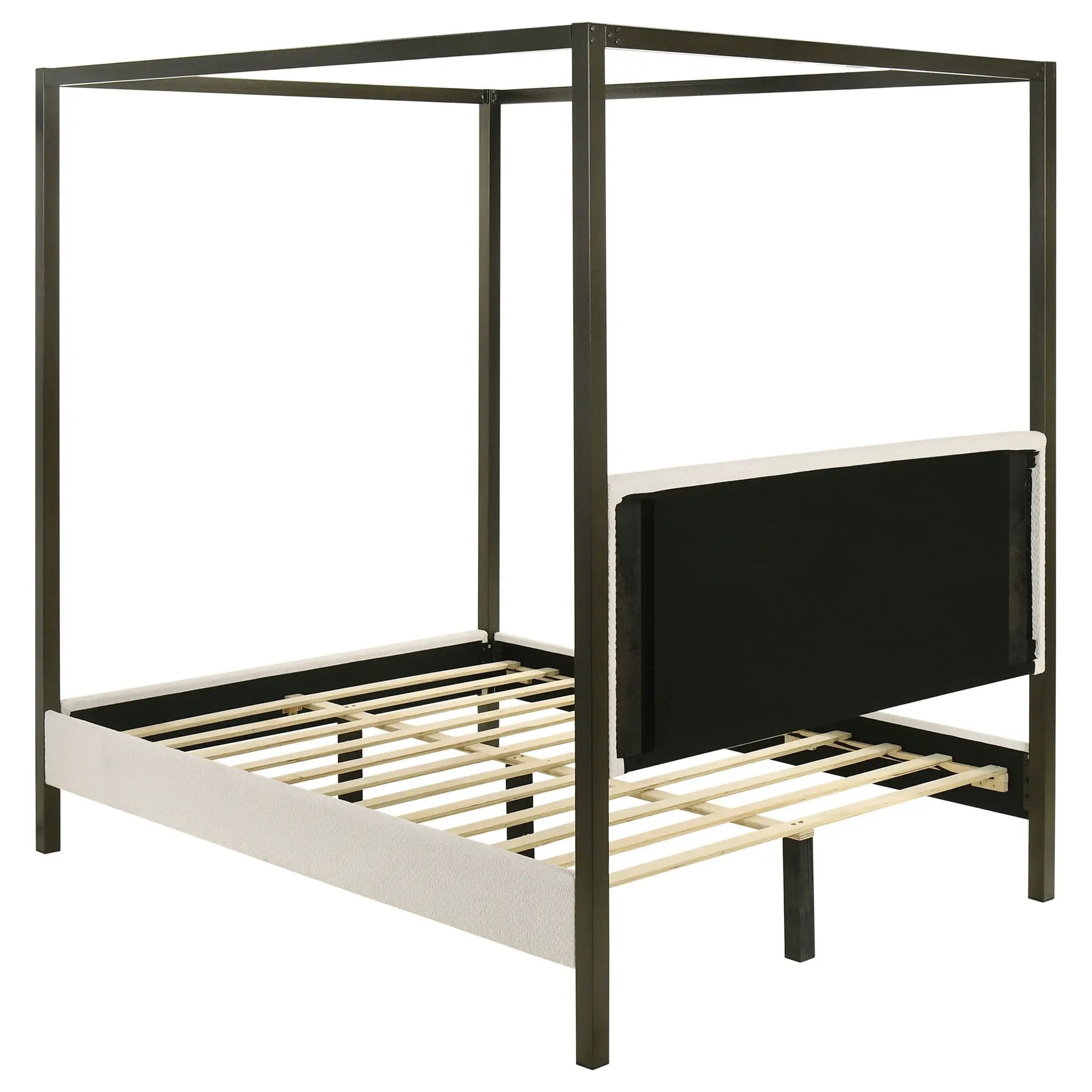 Monroe Upholstered Queen Canopy Bed Vanilla by Unique Piece Furniture