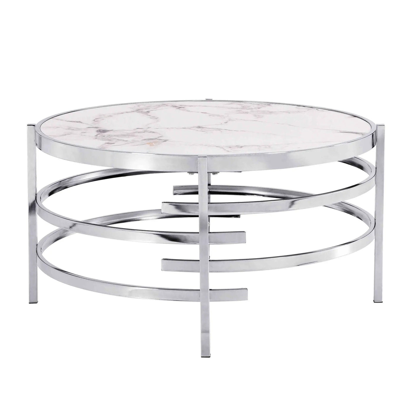 Elegant Round Table With Sintered Stone Top & Sturdy Metal Frame by Unique Piece Furniture