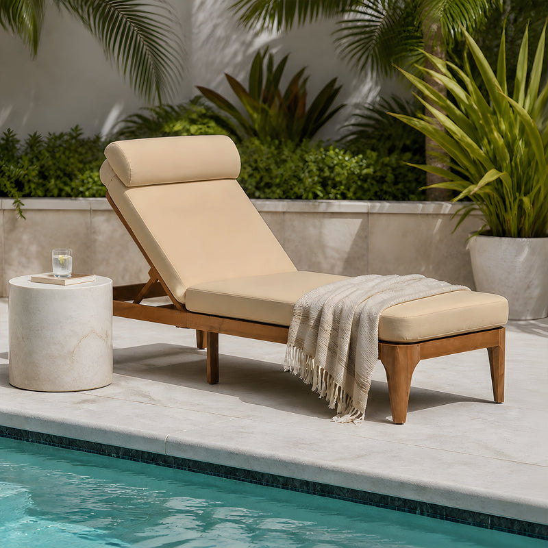 TOPMAX Acacia Wood Chaise Lounge by HouseOfZazla