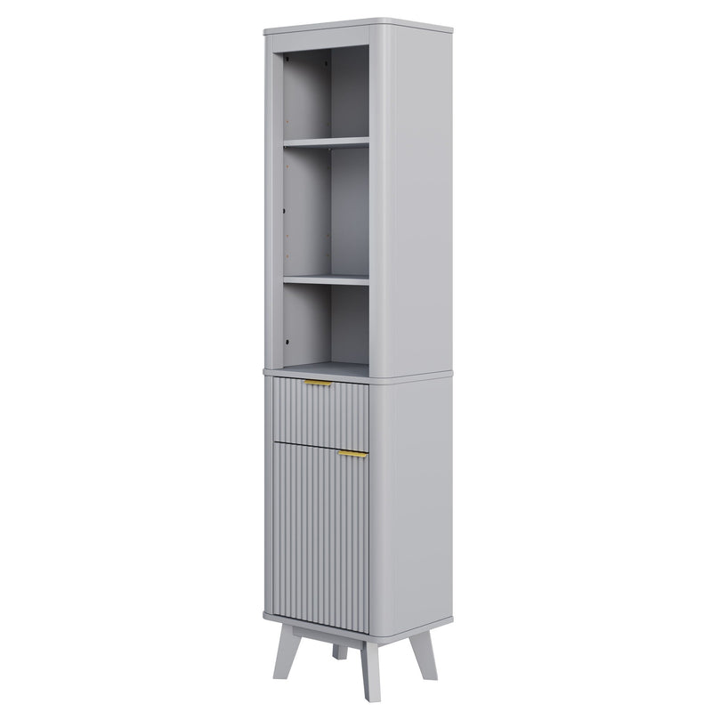 Tall Bathroom Storage Cabinet With Adjustable Shelves And 1 Drawer & Door by HouseOfZazla