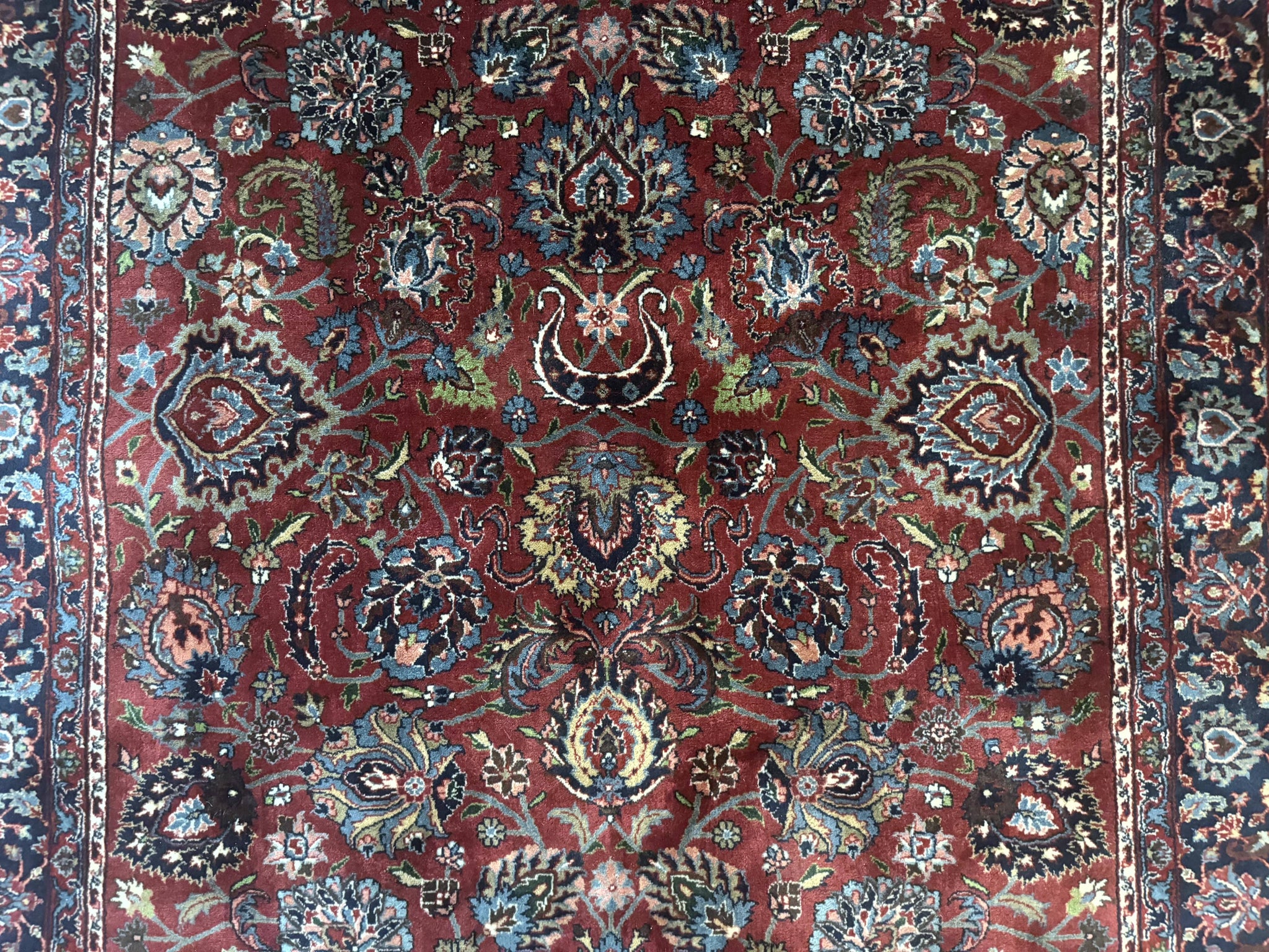 Indo Persian Rug 5x7, Vintage Traditional Floral Carpet, Burgundy and Navy Blue by Jewel Rugs