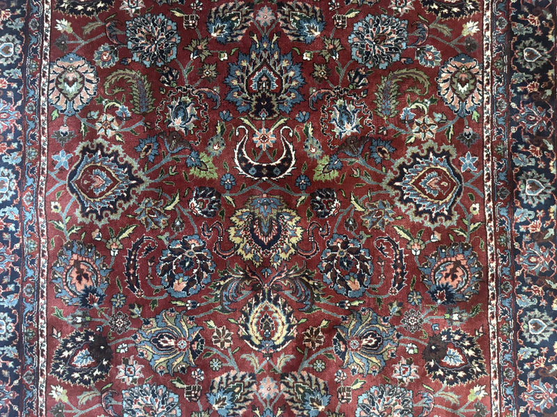 Indo Persian Rug 5x7, Vintage Traditional Floral Carpet, Burgundy and Navy Blue by Jewel Rugs